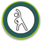 Person stretching icon with arm over their head, representing the exercise and fitness section within the page