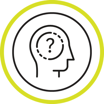 Head icon with question mark, representing managing uncertainty section within the page
