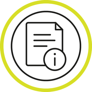 Portrait document and information 'I' icon in a circle, representing the Additional information and resources section of the page
