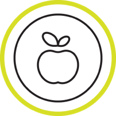 Apple icon, representing healthy dietary information