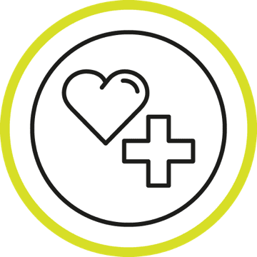 Heart and medical cross icon representing the Living with your illness section of the page