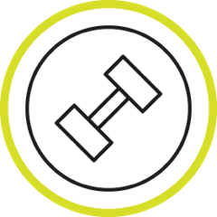 Hand weight icon, representing  maintaining a healthy muscle mass
