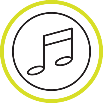 Musical note icon, representing that your favourite songs can help lift your spirits