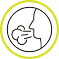 Person icon with puff of air coming from their mouth, representing shortness of breath, as a possible side effect of the medication