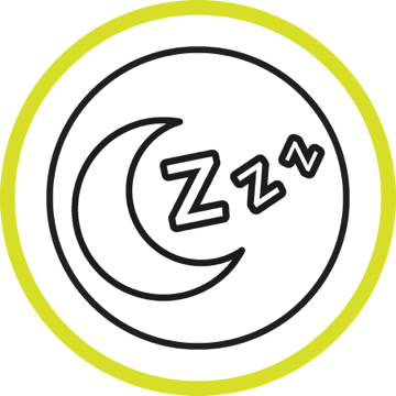 Crescent moon and three z's, representing sleep and the importance towards your mental health
